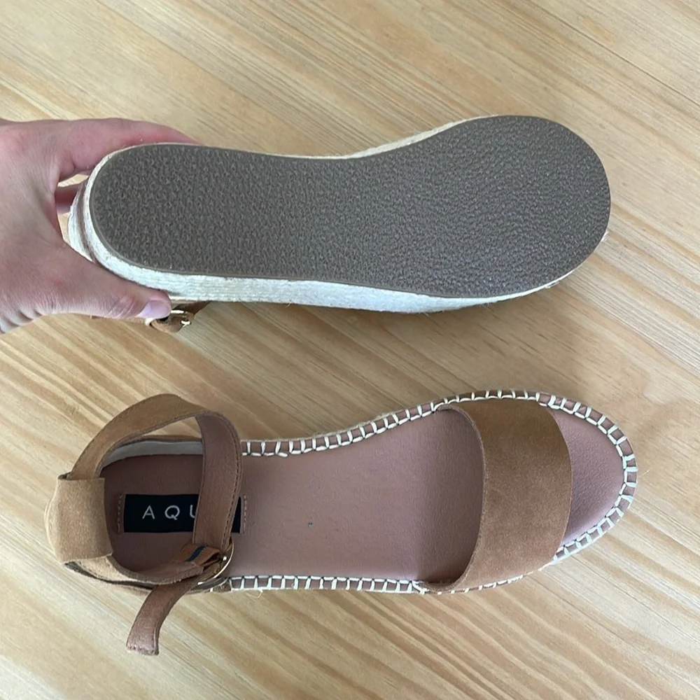 NEW IN BOX! Aqua Ria‎ Suede Espadrille Platform Wedge Sandals in Chestnut